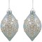 Northlight Set of 2 Shiny Artic Blue Textured Snowflakes Finial Christmas Glass Ornaments 5"